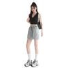 Women's Gray High-Waist A-Line Sports Skirt with Attached Shorts - Spring to Autumn Wear