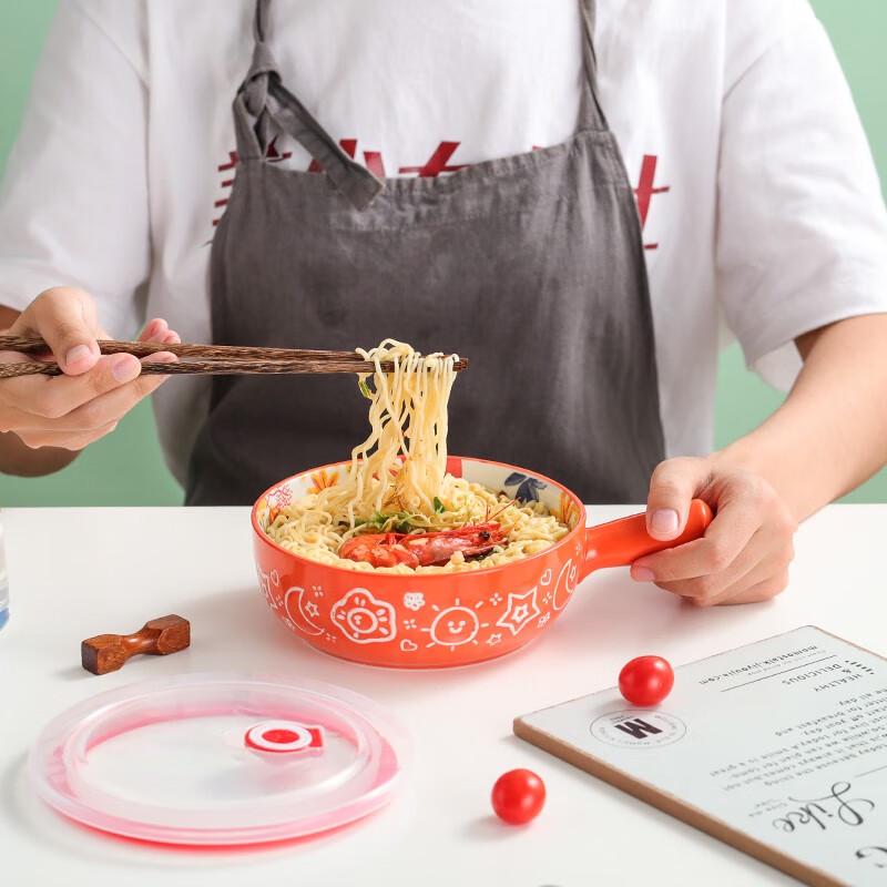 Cartoon Deer Ceramic Handle Bowl with Lid