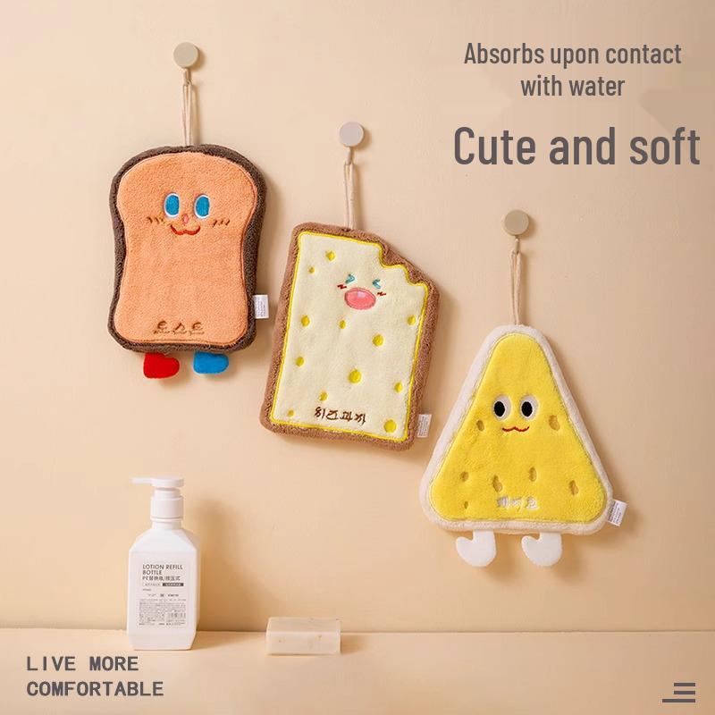 Cute Cartoon Hanging Hand Towel - Thickened Bathroom & Kitchen Washcloth