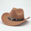 New Western cowboy hat, Tibetan wool top hat, men's and women's autumn/winter outdoor ox-head accessory, travel riding hat