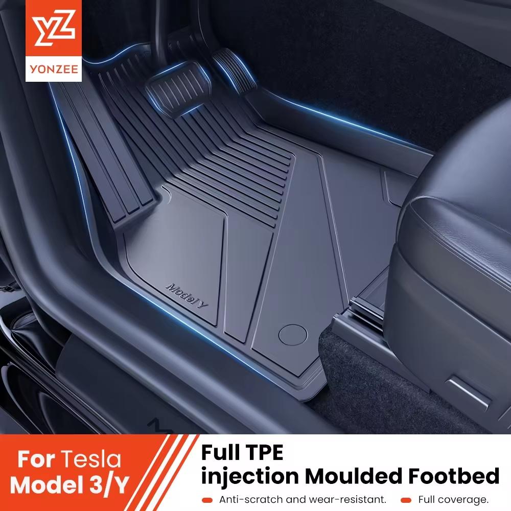 YZ For Tesla Floor Mats Model 3 Y 2021-2023 Car Four Seasons Waterproof Non-slip Floor Mat NEW  TPE Special Car Accessories