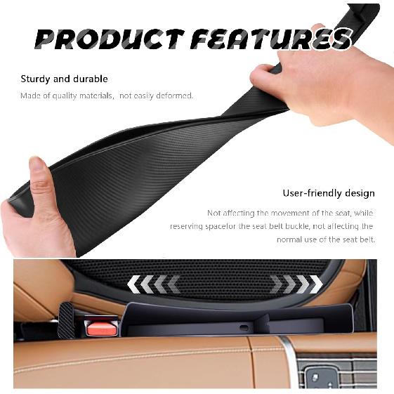 2PCS Car Seat Gap Filler Organizer With Charging Opening,Multifunctional Car Gap Filler Stop Things From Dropping,Universal Car Accessories Car Seat