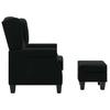 Armchair with Footstool Black Fabric