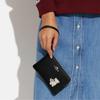 Coach Corner Zip 16 Top Zip Double Slot Dog Print Leather Clutch Small Women Clutch Black CC434-SVA47