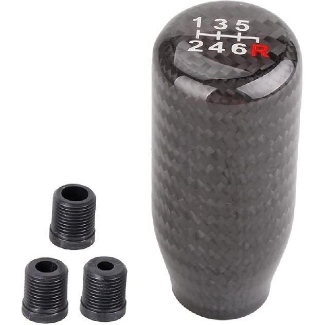 Muge Racing Carbon Fiber Shift Knob for Automatic and Manual Vehicles, Carbon Fiber Gear Shift Knob, 5 Speed Black