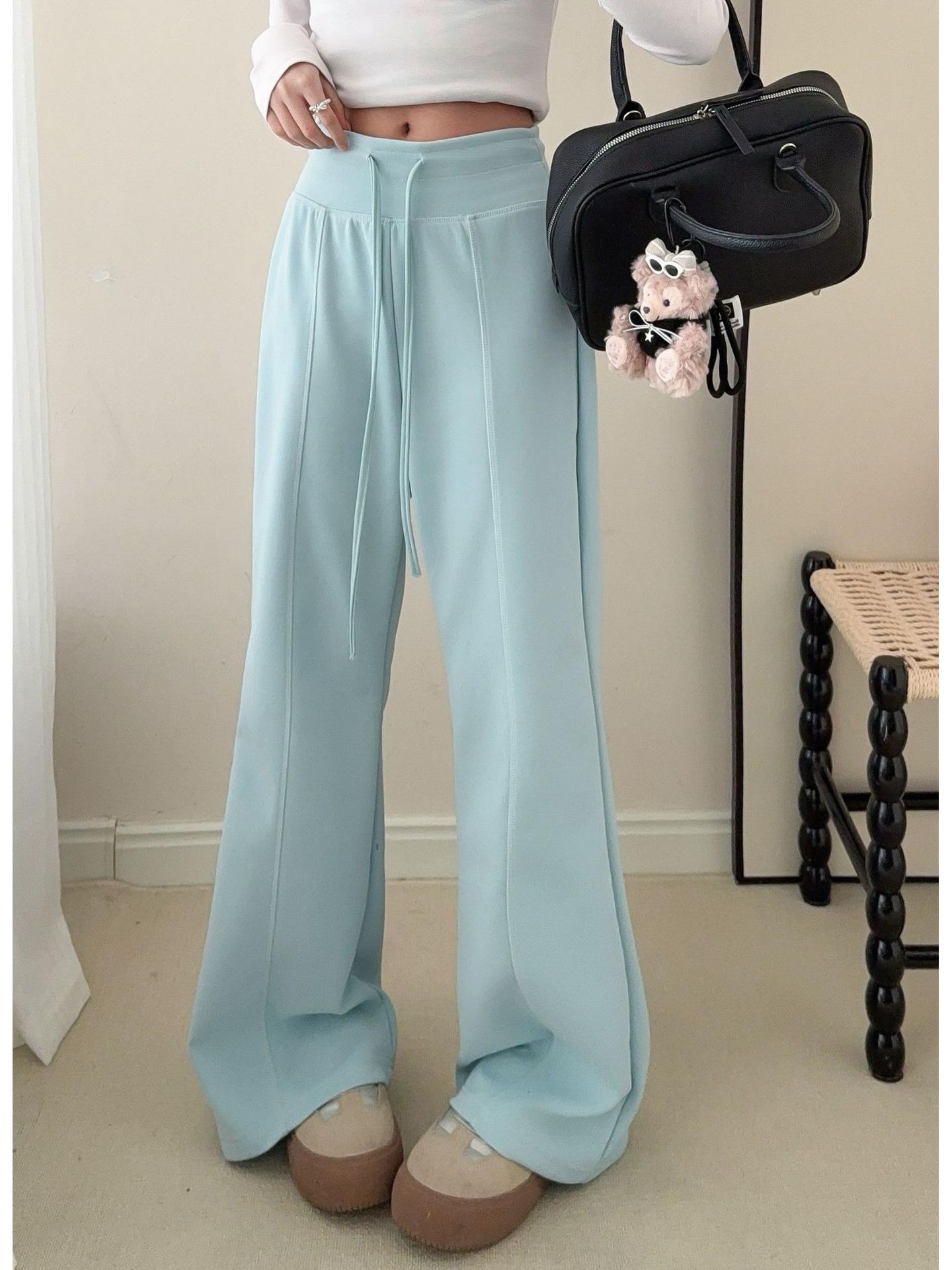 

Korean Style Early Spring Women s Micro Flare Patchwork Pants - Loose, Casual, Slimming, Draped Long Trousers with High-End Feel M