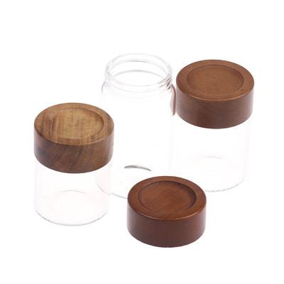 Mini Recipiente Tubo de Armazenamento de Grãos de Café com Tampa de Madeira Lata Selada de Cozinha Frascos de Chá e Especiarias Acessório para Espresso de Dose Única Coffeware