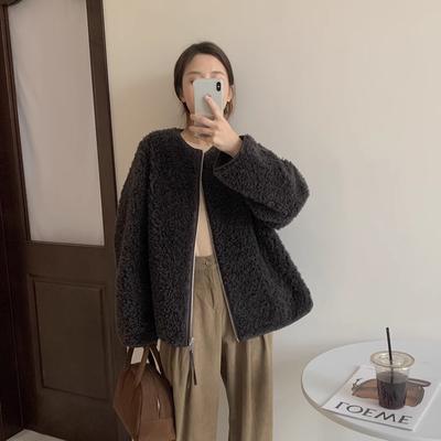 Laine de Mouton Hiver Nouveau Agneau Fourrure Fourrure Intégrée Manteau de Fourrure pour Femme Mi-long