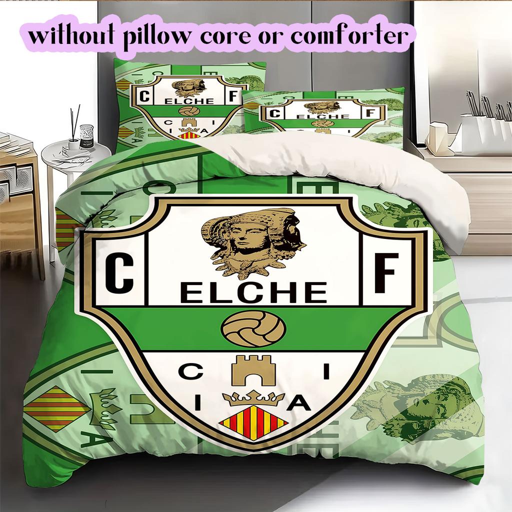 Elche CF Voetbal Patroon Beddengoed, Dekbed Set Dekbedovertrek Kussensloop Huis Verjaardagscadeau (1*dekbedovertrek+2*kussensloop, zonder vulling)