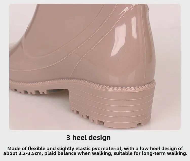 Women's European & American Bow Low Tube Rain Boots - Fashionable Non-Slip PVC for Outdoor Wear.