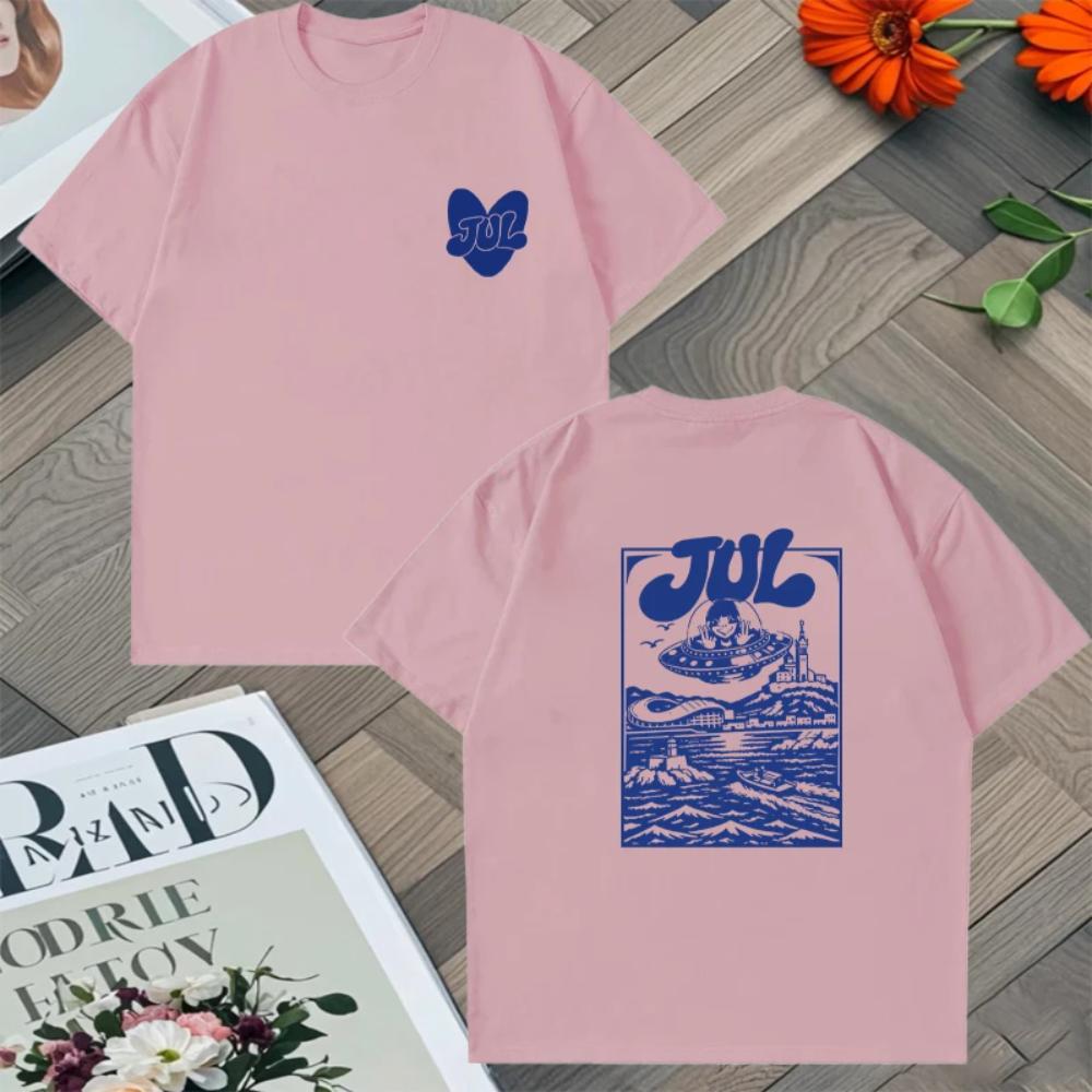 Unisexs JUL Heart Logo DoubleSided Print TShirt 100 Cotton Loose Comfortable Breathable French Hip Hop Casual Short Sleeve