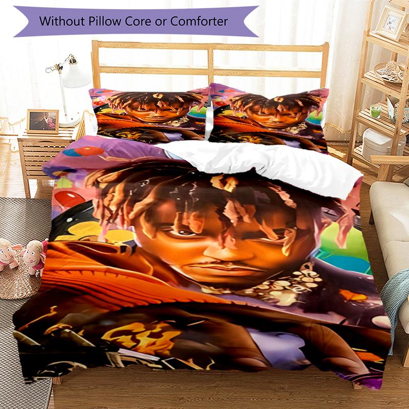 3pcs Juice WRLD1 Pattern Bedding Set Duvet Cover Set Includes Duvet Cover &pillowcases, Perfect All Season Bedroom Decoration & Gift