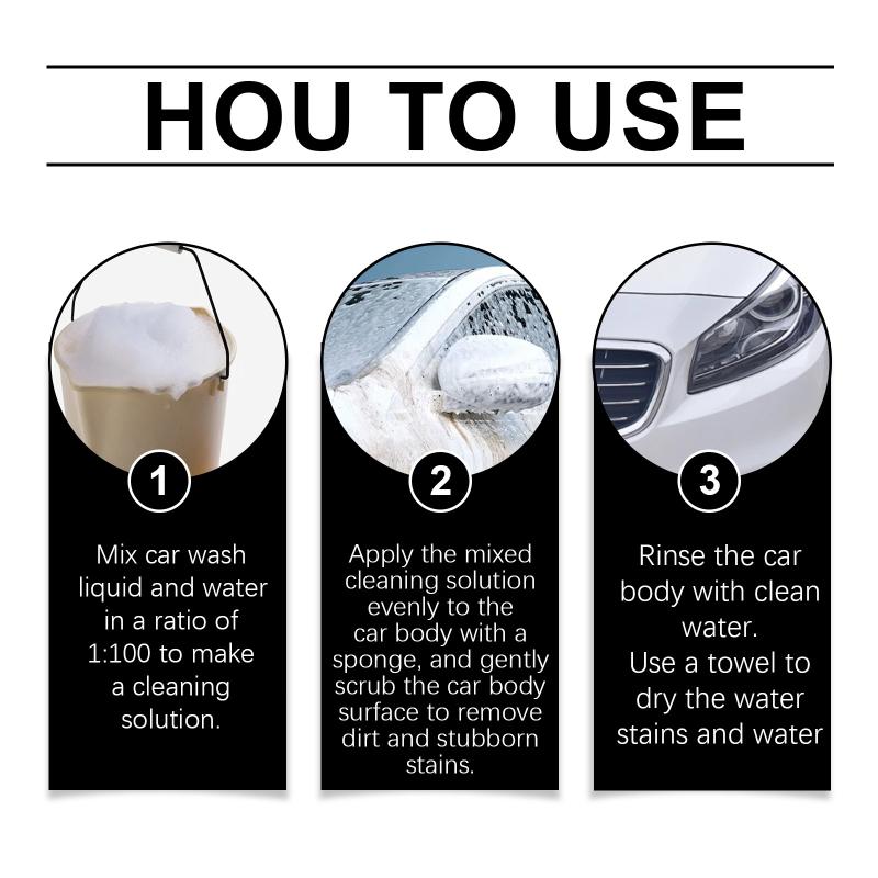 Car Body Shampoo Stain Remover Liquid with Sponge Removes Oil Film Water Marks for Windshield and Paint Surface Cleaning