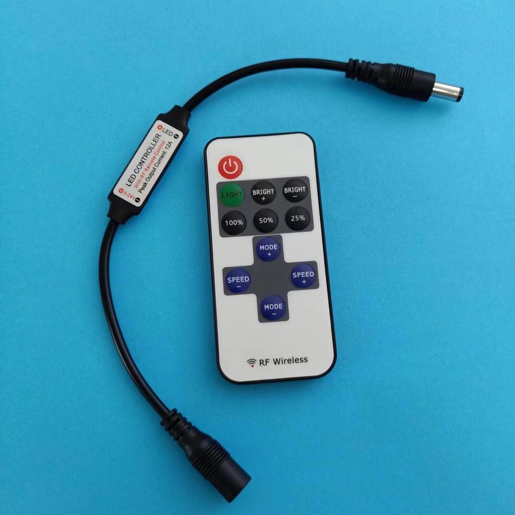 Contrôleur RF Sans Fil pour Bandes LED (5-24 V) avec variateur et télécommande RF11 pour guirlandes à fil de cuivre monocolores