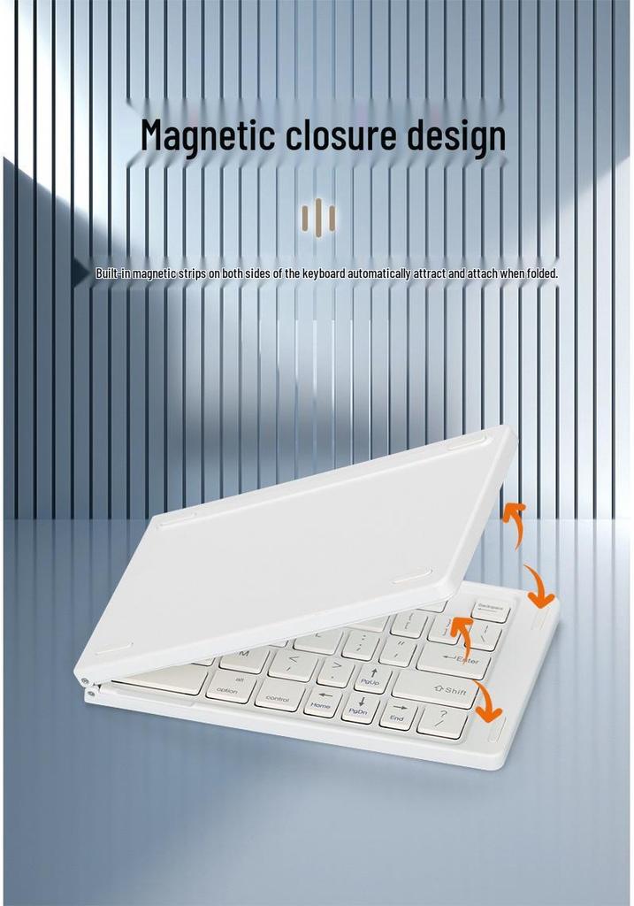 Two-Fold Mini Bluetooth Keyboard: Portable, Universal, Three-System Compatible, with Charging Light and Sound for Office Use