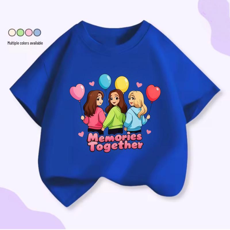 Pink Cartoon Balloon Girl Children s Short Sleeve Cotton T-shirt (2026) 160 cm