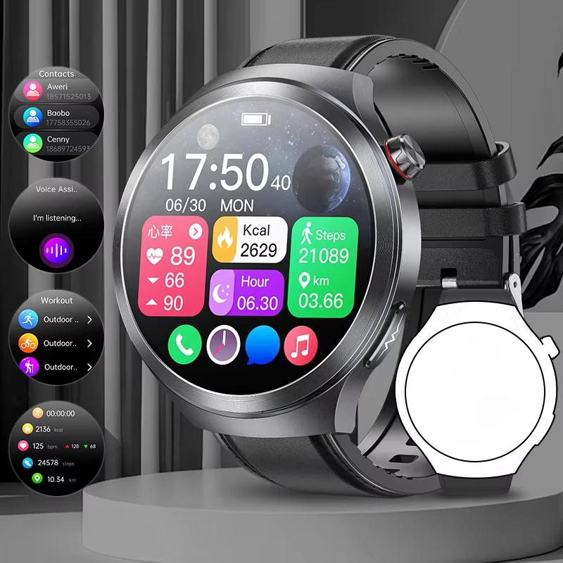 שעון חכם חדש 2025 ECG גברים מסך AMOLED 1.73 אינץ' זיהוי רגשי שעוני ניטור עייפות בקרת גישה NFC שעון חכם