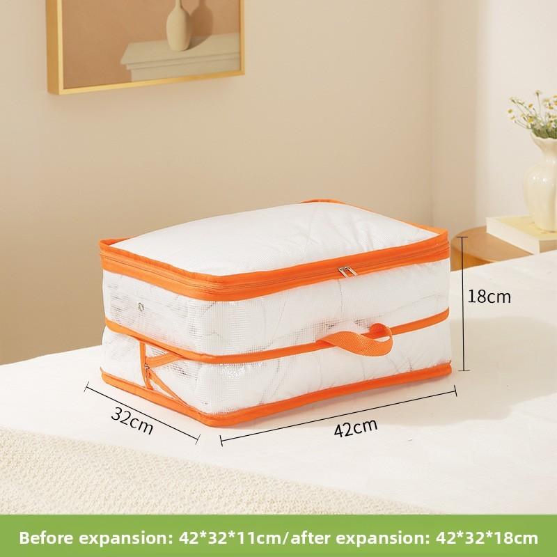 Pvc Quilt Storage Bag With Breathable Mesh Panel For Seasonal Duvet And Clothing Orange S