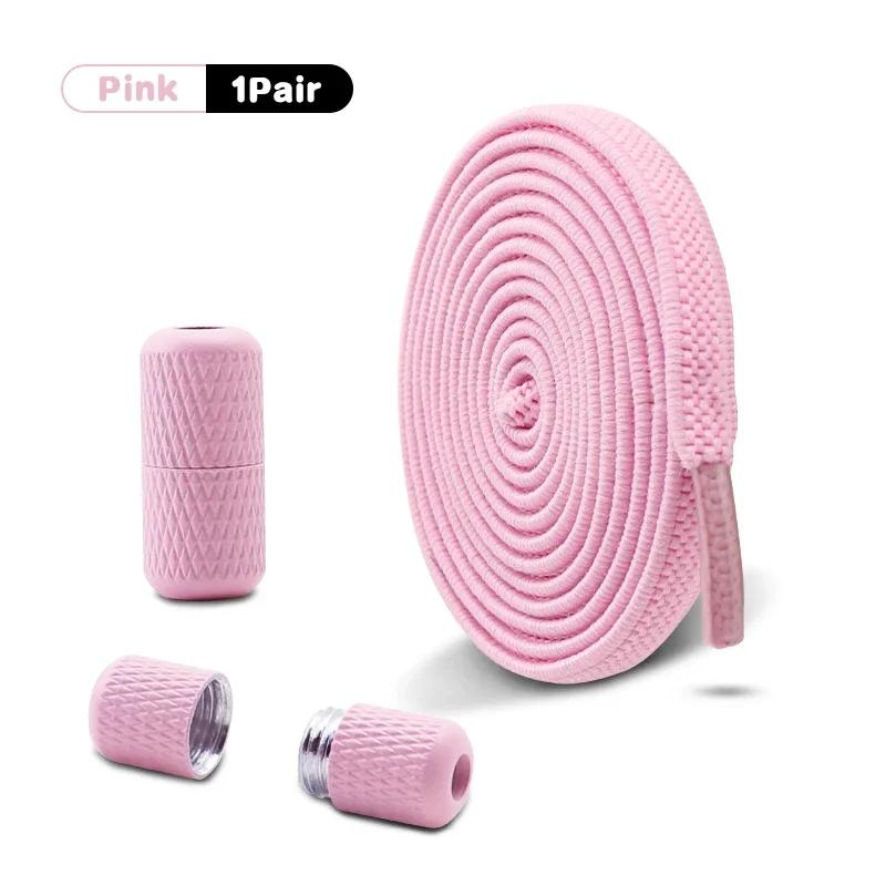 Metal Capsule Lock Shoelaces Elastic Laces Sneakers No Tie Shoe Laces Without Ties Kid Adult 0.6cm Flat Shoelace for Shoe 1Pair