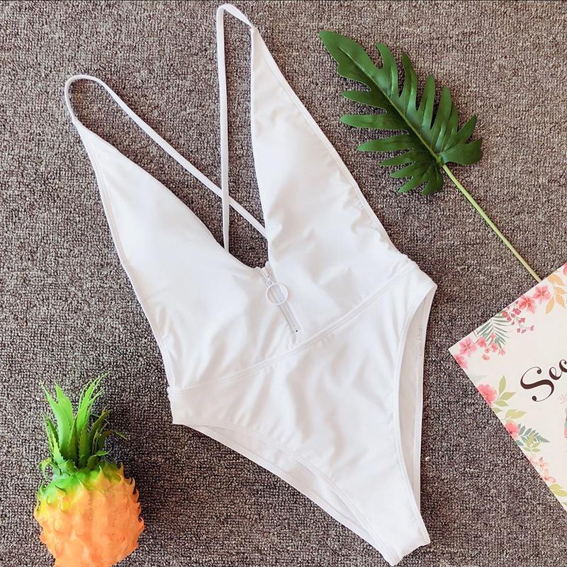 Premium Women One Piece Swimsuit Bikini Set Featuring Push-up Monokini And Zipper Design