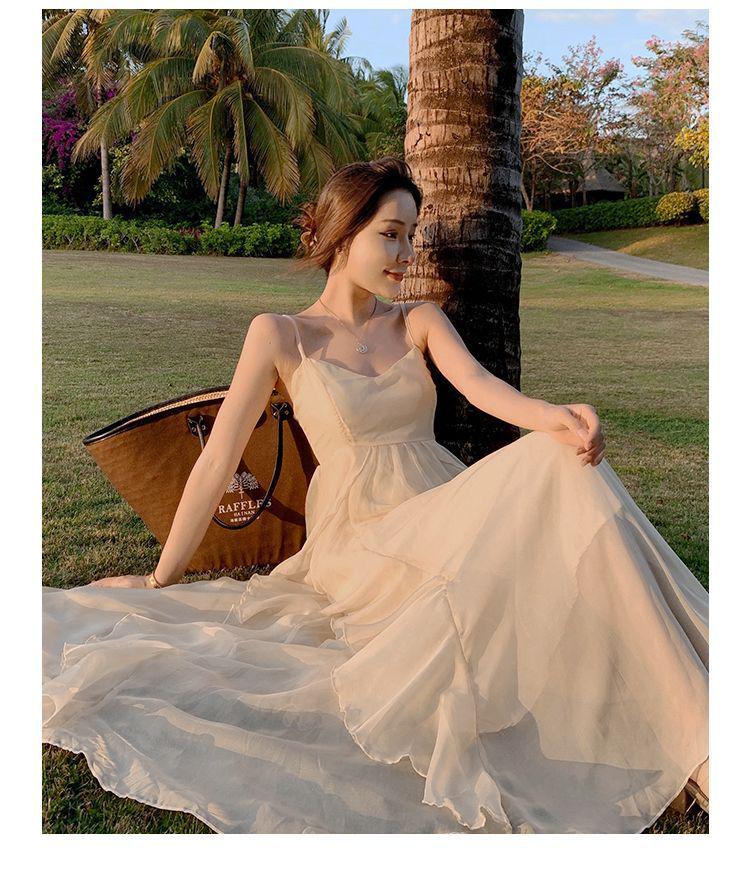 Women’s French Seaside Summer Camisole Dress – Elegant, Gentle Style Beachwear