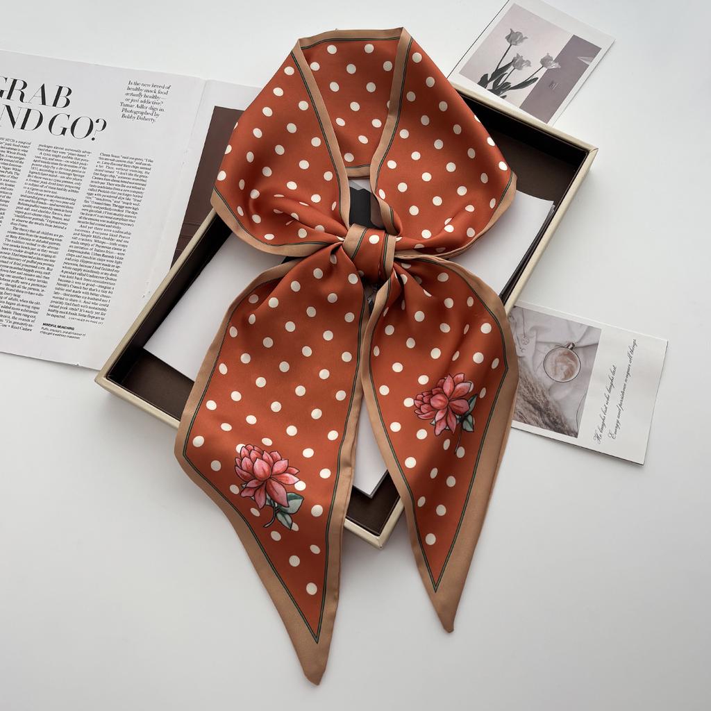Luxury Print Scarf Skinny Ribbon Hairbands Women Neck Kerchief Foulard Hair Bands Scarves Bag Handle Ribbon 145*14Cm