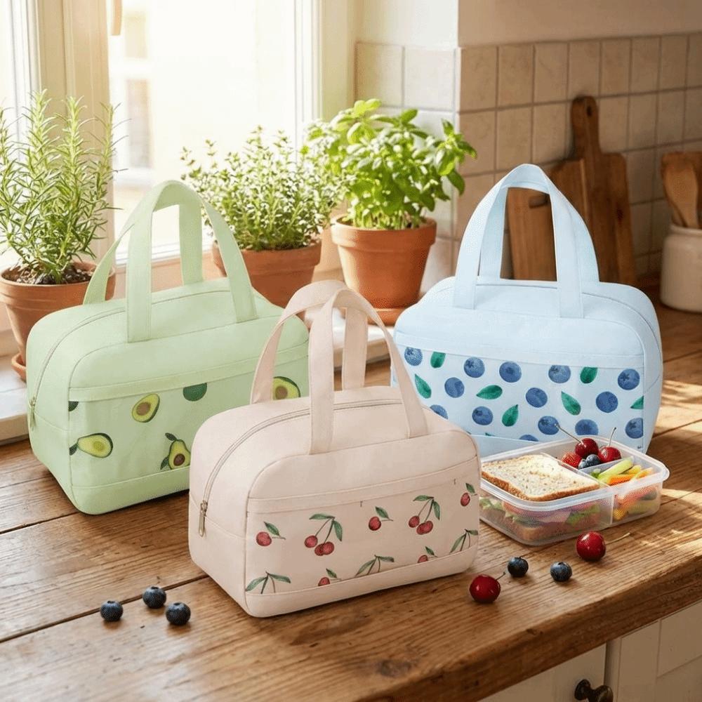 Aluminium Foil Fruit Printed Lunch Bag Leak-Proof Food Storage Pouch Insulated Cooler Bag  School