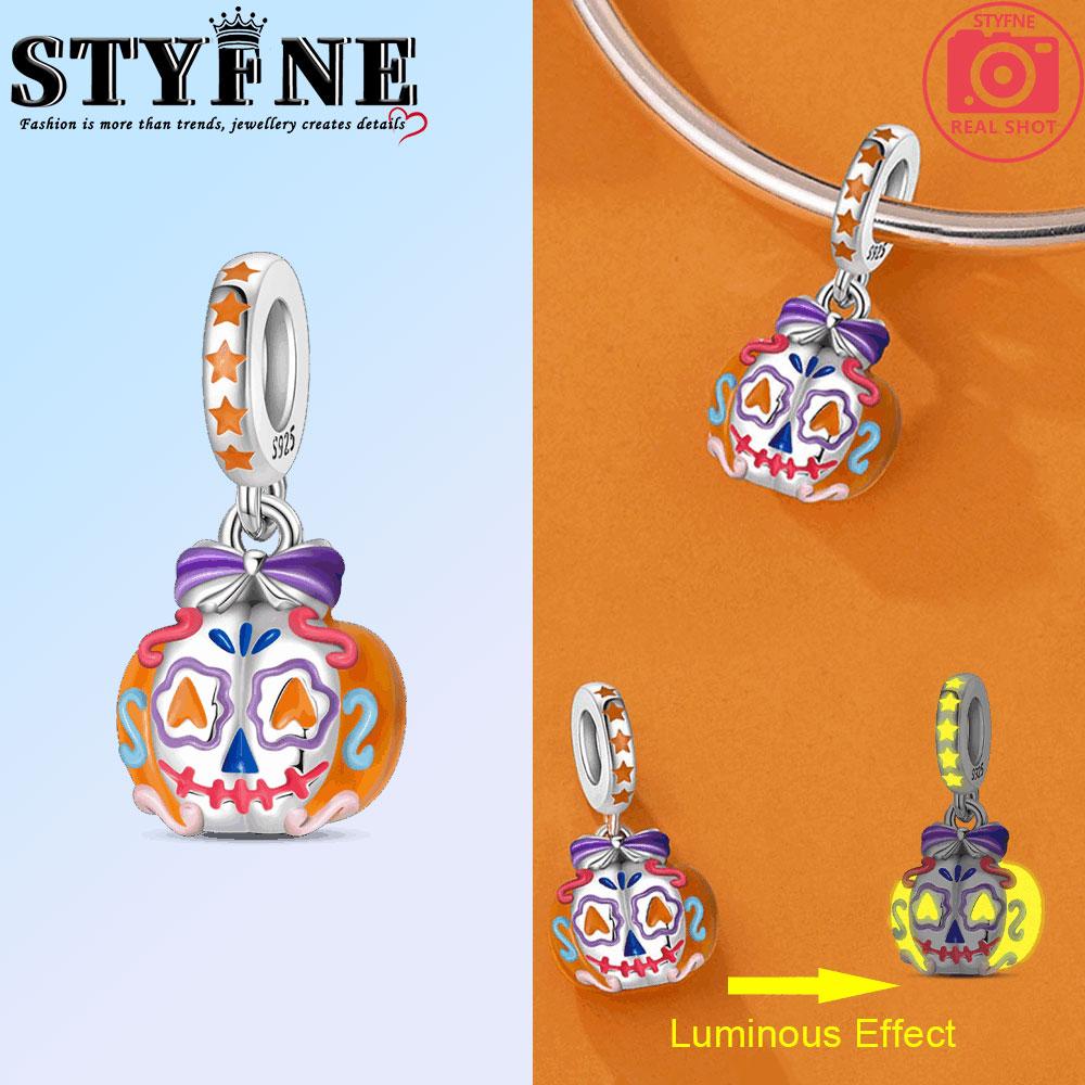 Copper Halloween Candy Basket Pumpkin Skeleton Devil Charms Beads Pendant For Original Bracelet Woman Girl Jewelry