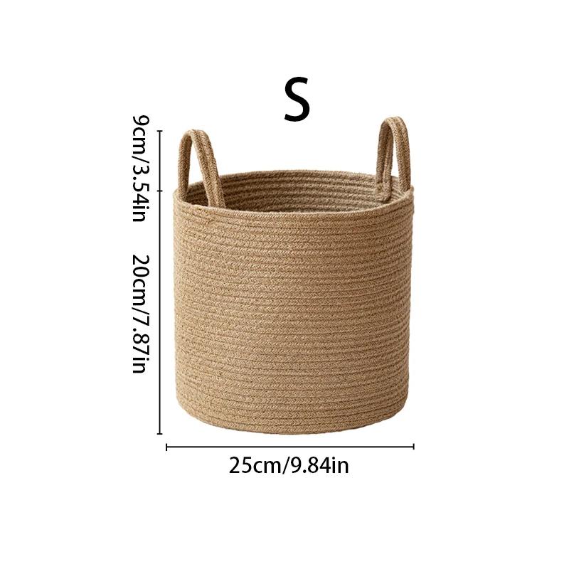 

Handmade Woven Dirty Laundry Basket Foldable Cosmetic Storage Bucket Handle Cotton Linen Storage Baskets Clothes Toys Organizers