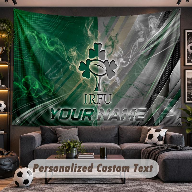 Wall Hanging Tapestry Custom NameIreland Rugby Pattern Personalized Printed Fabric Wall Decor