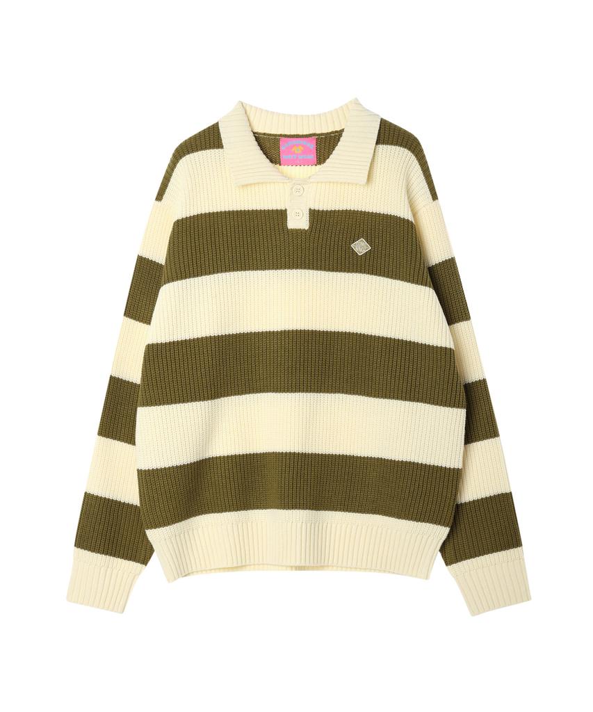 COMONINOZ Stripe Collar Knit [3 Color]