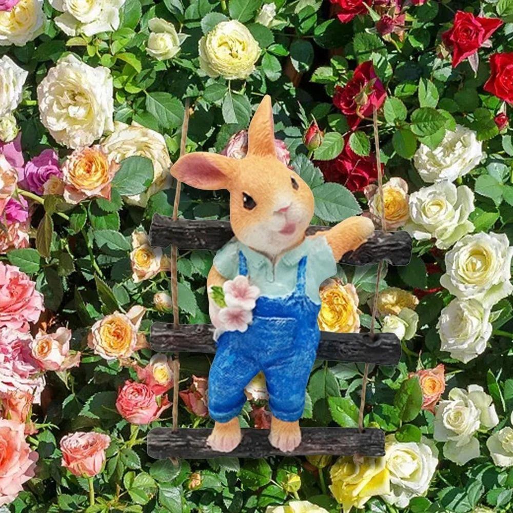 Cute Rabbit Tree Hanging Cartoon Animal Sculpture Crafts Miniatures Figurine  Valentine's Day
