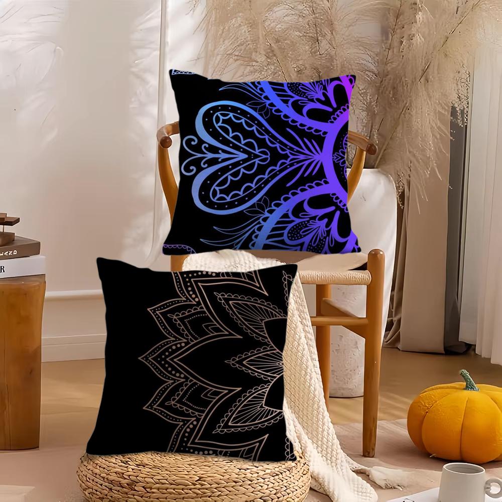 Classic Mandala Pattern Cushion Cover Short Plush Double-Sided Printing Home Machine Washable In Warm Winter Pillow Cover