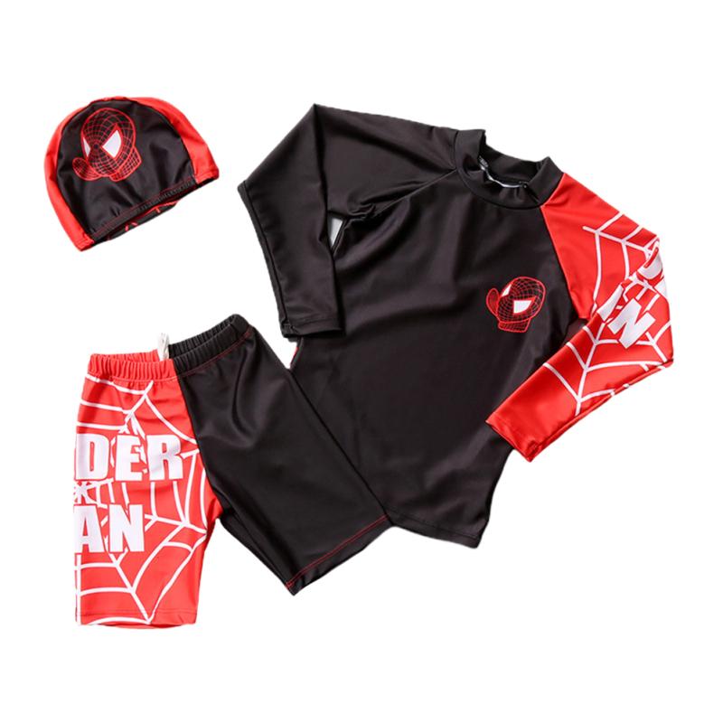 3pcs Boys Swimsuit Beach Sunscreen High Elasticity Swimsuit Split Set Long Sleeve Kids Swimwear