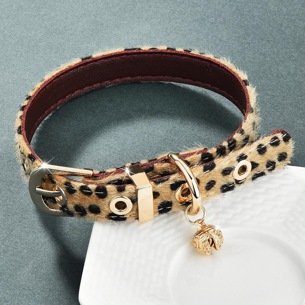 Leopard Print Choker Collar Female Niche Design Sense Sweet Cool Babe Wind Necklace Copper Bell Collarbone Collar Cool