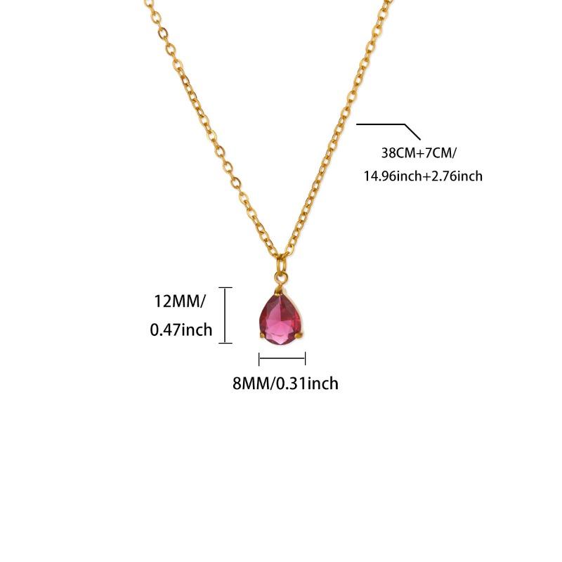 Jewelry Pear Shaped Water Drop Zircon Moon Birthstone Birthstone Necklace Plated 1 Gold Clavicle Chain Stainless Steel