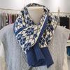 New Year's gift, scarf women's winter Korean version of versatile diamond student couple warm double-sided knitted scarf