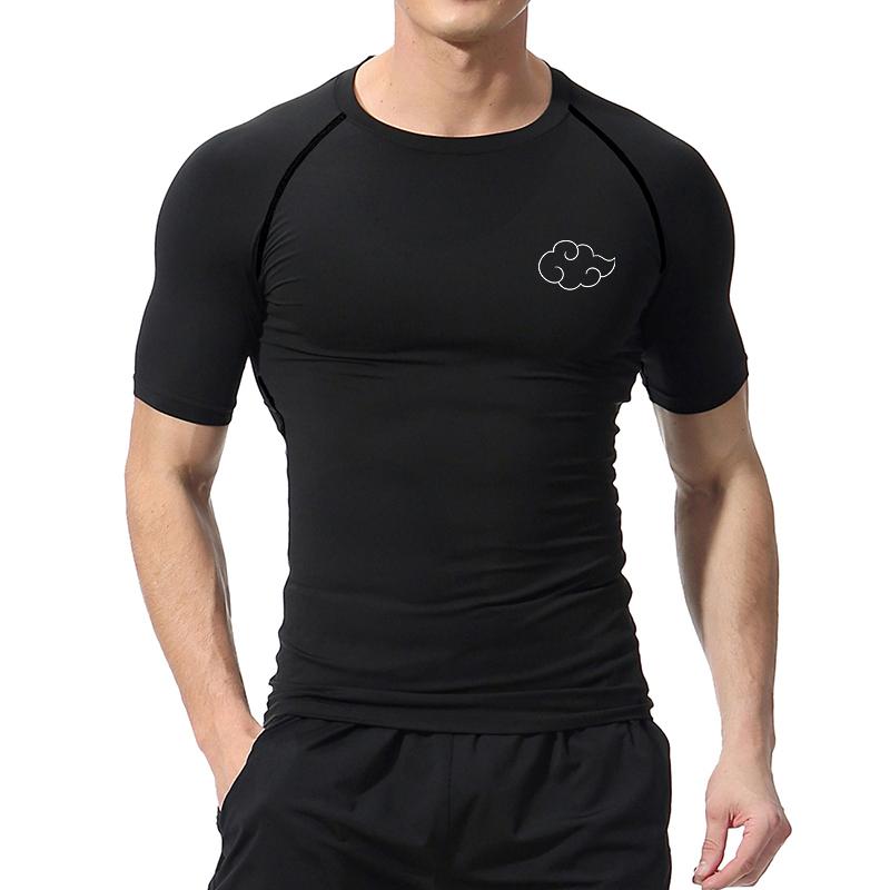 Cloud Print Compression Shirt for Men Gym Workout Running Tshirts Undershirts Baselayers Athletic Quick Dry Tees Tops Activewear