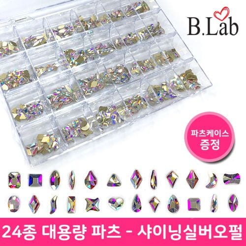 

24 kinds of large capacity gel nail parts Shining Silver Opal B.Lab