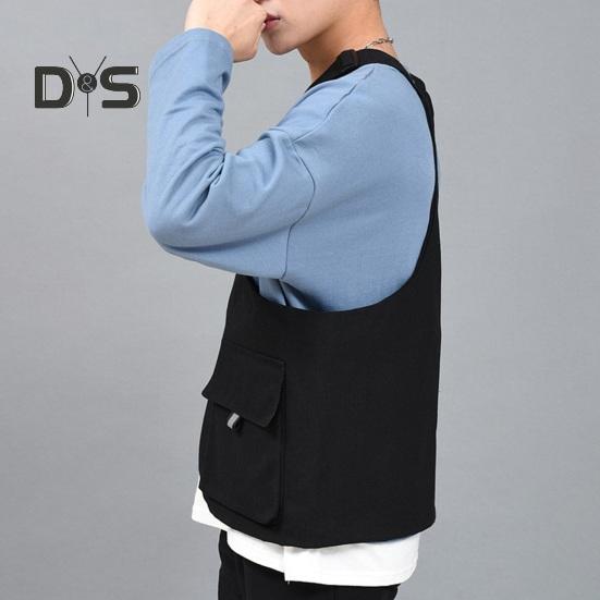 Summer Casual Waistcoat Bag Adjustable Shoulder Straps Solid Color Vest Bag Pockets Zipper Placket Outdoor Shoulder Backpack