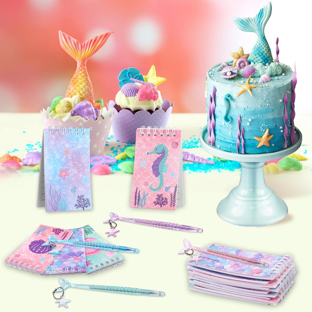 10 Sets Of Mermaid Mini Spiral Notebooks Mermaid Pen Set, Suitable For Pet Birthdays, Classrooms, School Reward Gifts, Prizes, Gift Bag Fillers