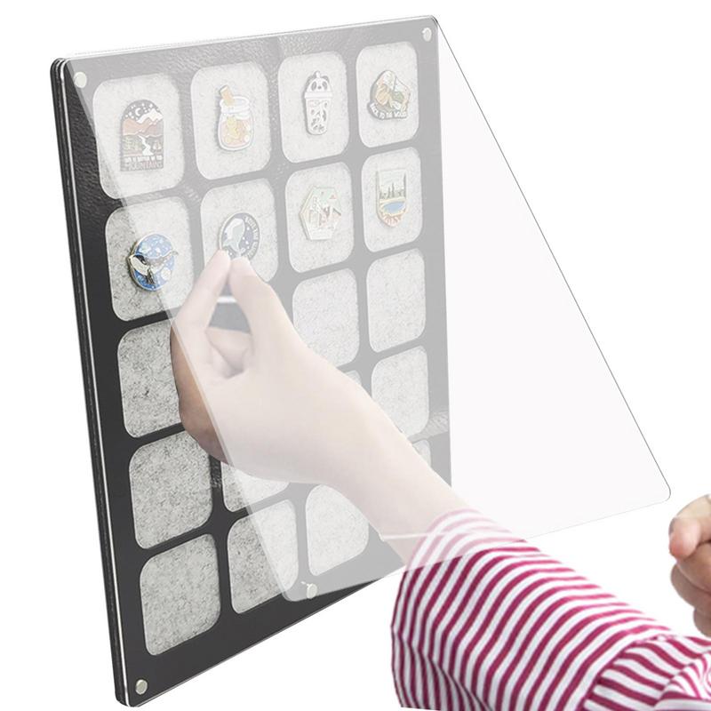 20 Girds Pin Collection Display s průhledným akrylovým prachotěsným krytem Display Box pro brož, medaili, odznak, cestovní brože, kancelářské sponky