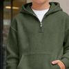 Waffel-Kapuzenpullover für Jungen, Viertelreißverschluss, Kapuzenpullover, Kinder, Langarm, Strickpullover, Oberteile mit Tasche für Teenager und Kinder, 3-14 Jahre