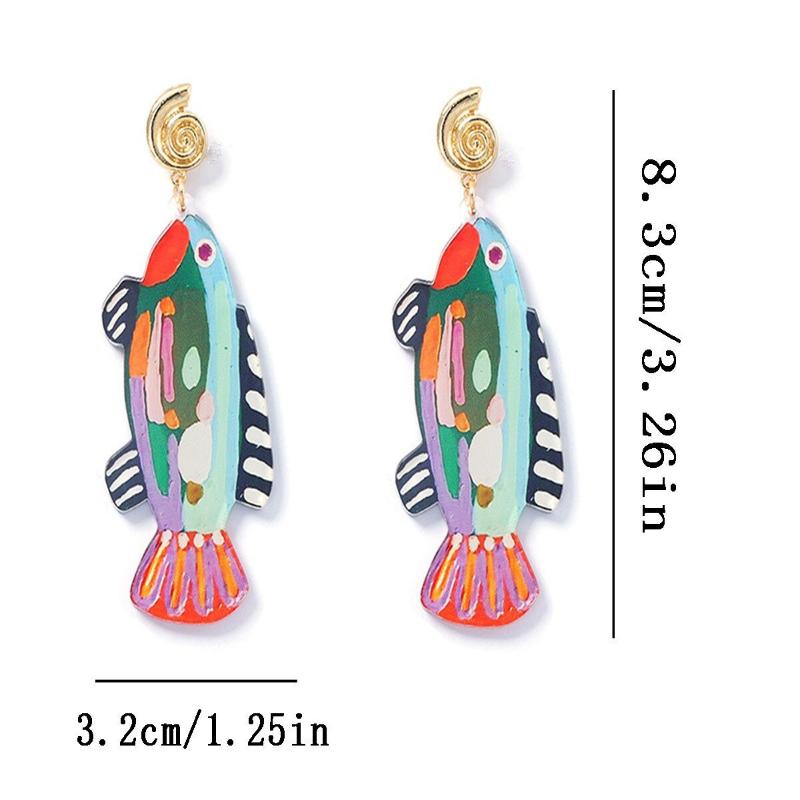Alloy Acrylic Marine Animal Dangle Earrings Minimalist Statement Earrings Women Jewelry Accessories