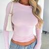 Autumn Fashion Slim Long Sleeve T Shirt Women Solid Color Round Neck Top Wear Inside or Outside