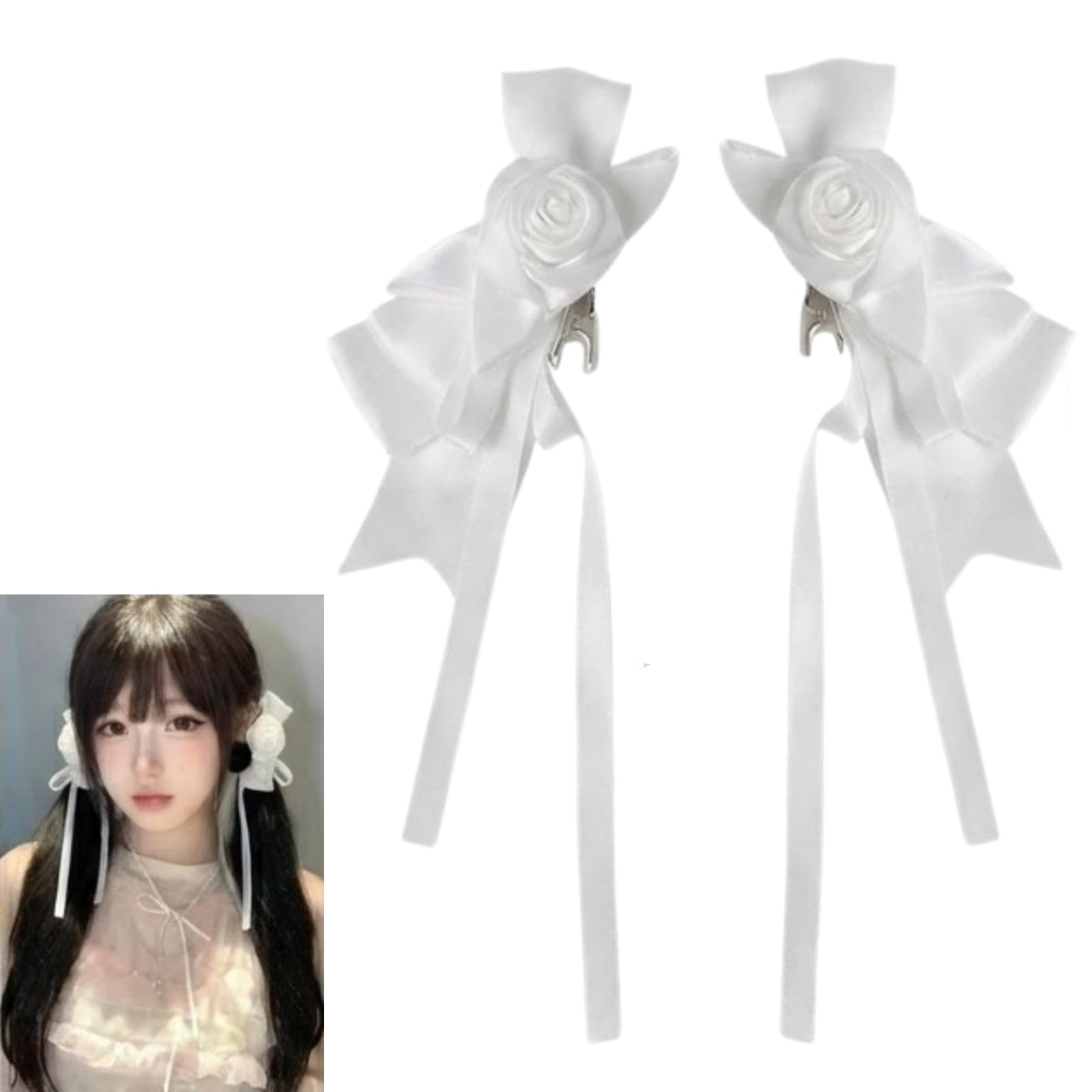 

MIMIA Ribbon Hair Accessory Set (Left and Right) for Japanese Traditional Clothing, Yukata, Coming-of-Age Ceremony, Graduation Ceremony, Furisode,
