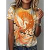 Fashion Women's Crew Neck Short Sleeve 3D Casual Color Printing Casual Short Sleeve Crew Neck T-Shirt