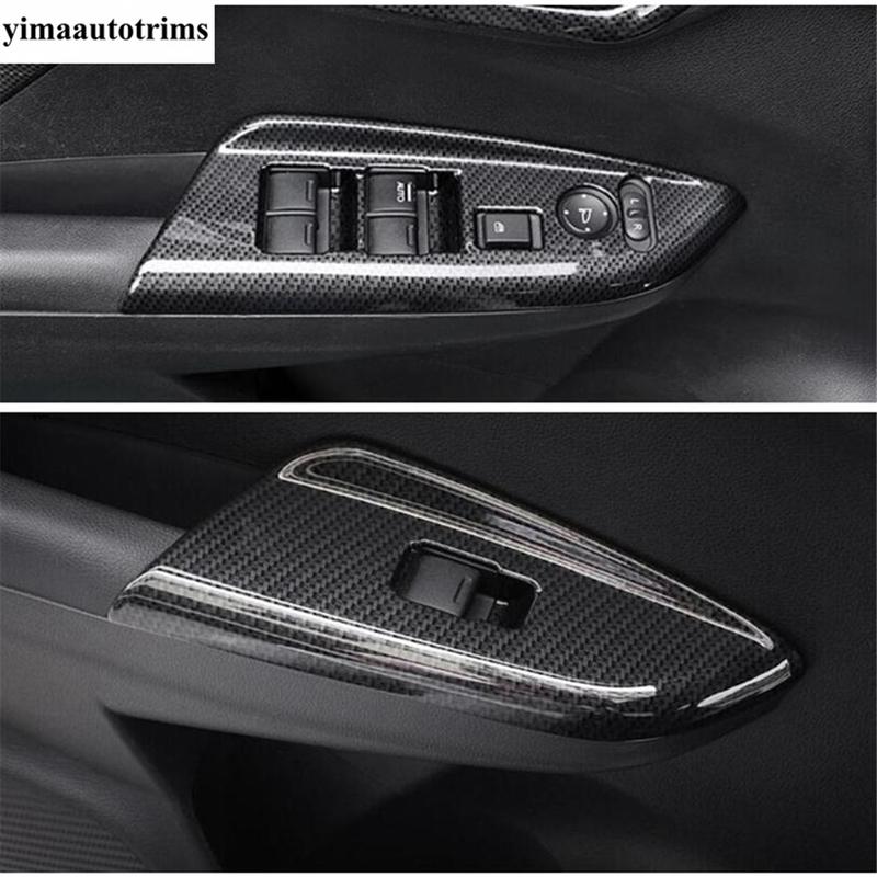 Carbon Fiber Dashboard Frame / Door Speaker / Gear Shift Panel / Window Lift Cover Trim Accessories For Honda FIT JAZZ 2014-