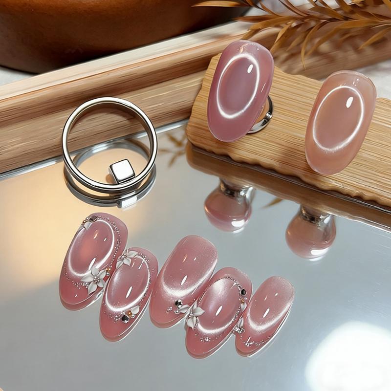 Circular Cat Eye Nail Magnet Strong Nail Art Magnetic Gel Polish With Guide Tool Diy Magnetic Nail Helper Manicure Design