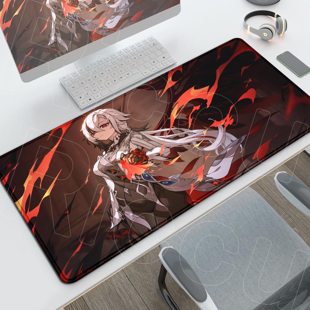 Genshin Impact Arlecchino Mouse Pad HD Grande per Computer Uffici Accessori Antiscivolo Anime Durevole Deskmat Bordo Bloccato Tappeti per Tastiera